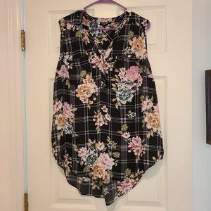 Torrid Sleveless Plaid floral tunic